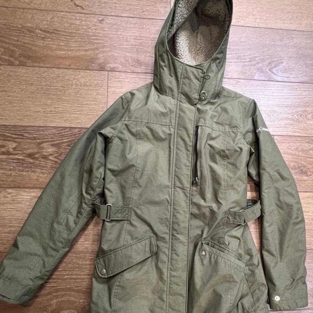 Columbia Penns Creek Women's Thermal Coil Hooded Insulated Jacket Olive Sz Small